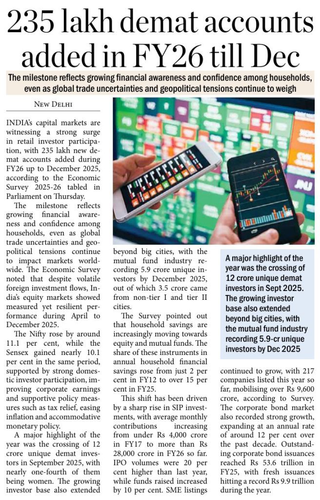 235 lakh demat accounts added in FY26 till Dec