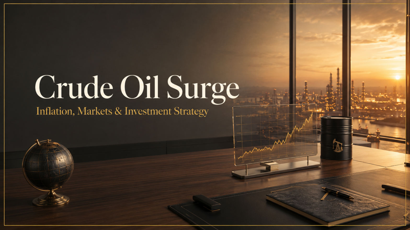 Oil tanker sailing through open waters during a crude oil price surge, representing the impact of rising energy prices on inflation and global financial markets.