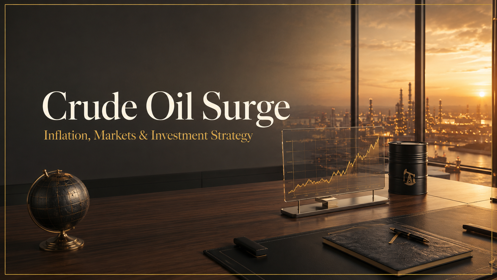 Oil tanker sailing through open waters during a crude oil price surge, representing the impact of rising energy prices on inflation and global financial markets.