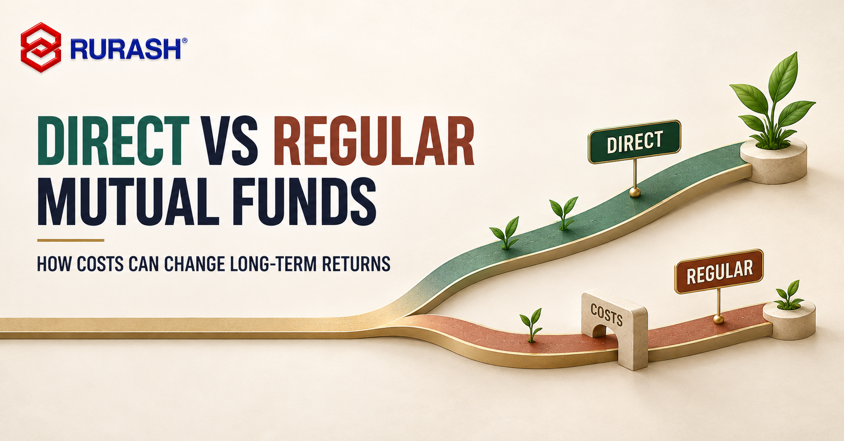 Direct vs regular mutual funds showing the long-term impact of expense ratios